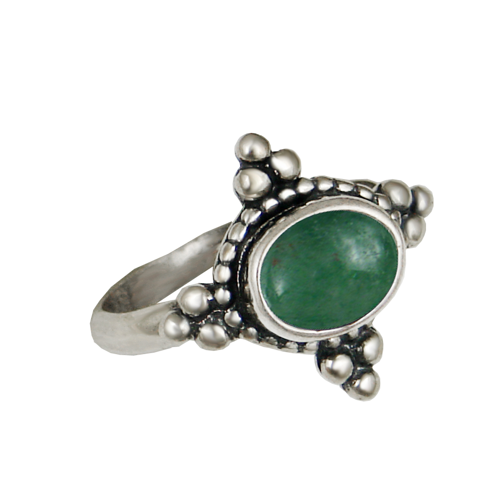 Sterling Silver Gemstone Ring With Jade Size 9
